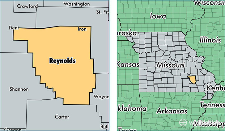 location of Reynolds county on a map