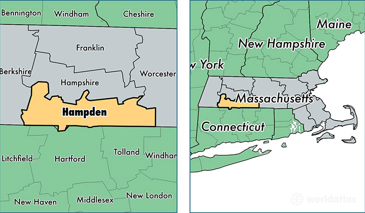 location of Hampden county on a map
