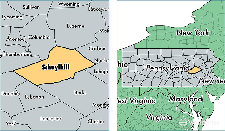 location of Schuylkill county on a map