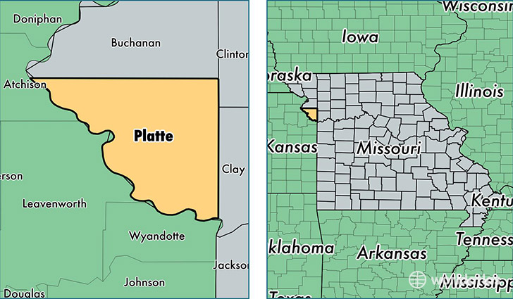 location of Platte county on a map