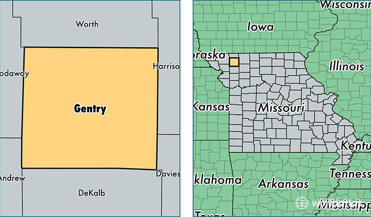 location of Gentry county on a map