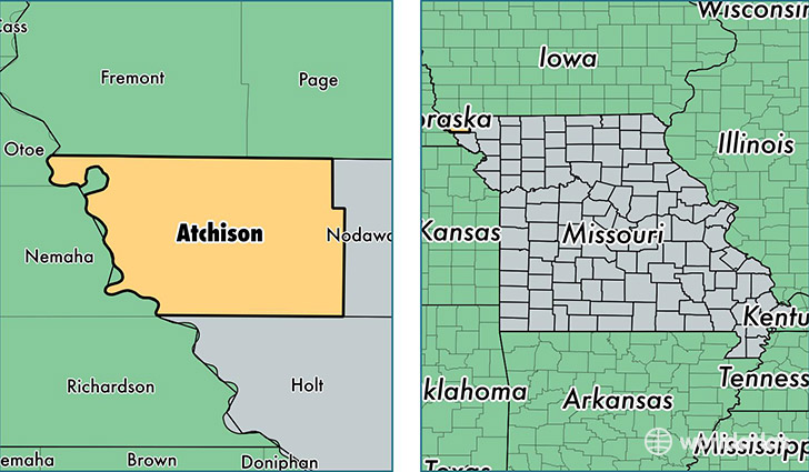 location of Atchison county on a map