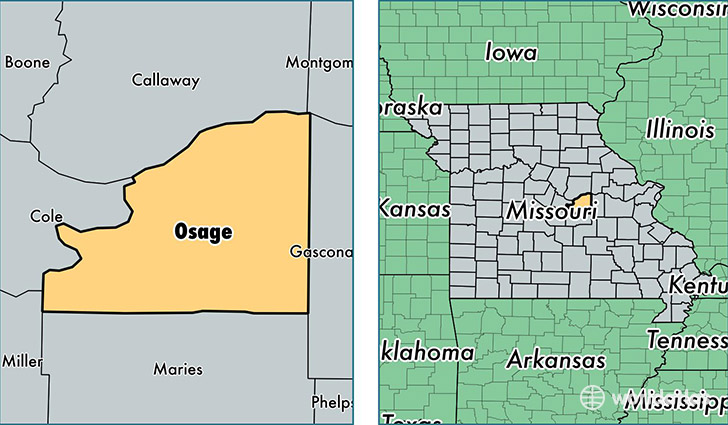 location of Osage county on a map