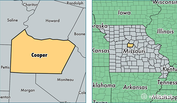 location of Cooper county on a map