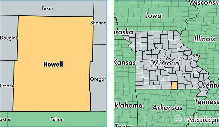 location of Howell county on a map