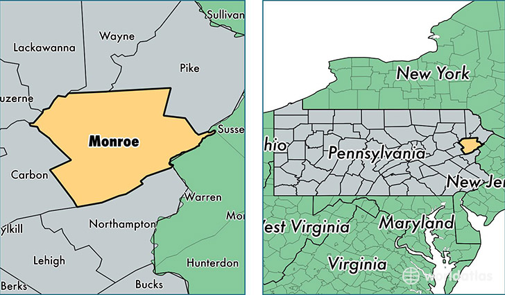 location of Monroe county on a map