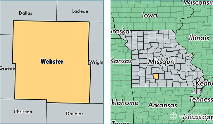 location of Webster county on a map