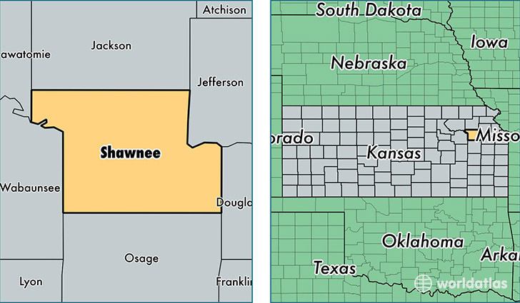 location of Shawnee county on a map