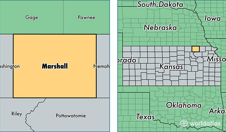 location of Marshall county on a map