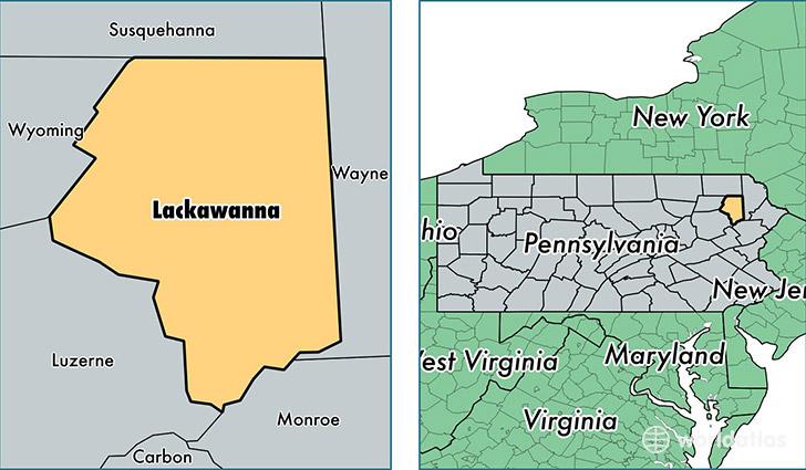 location of Lackawanna county on a map