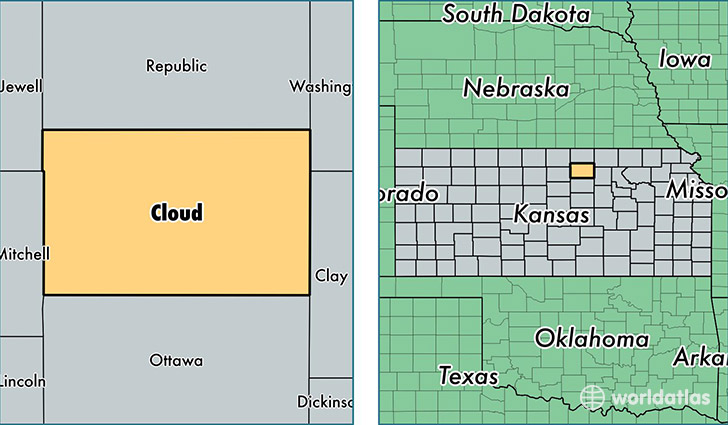 location of Cloud county on a map
