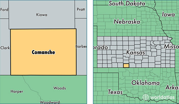 location of Comanche county on a map