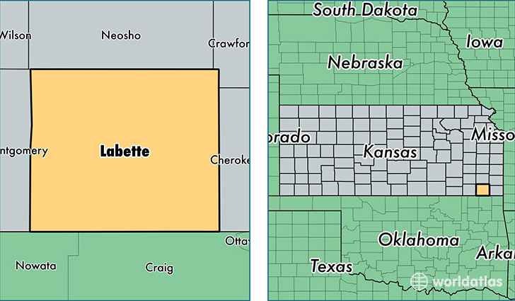 location of Labette county on a map