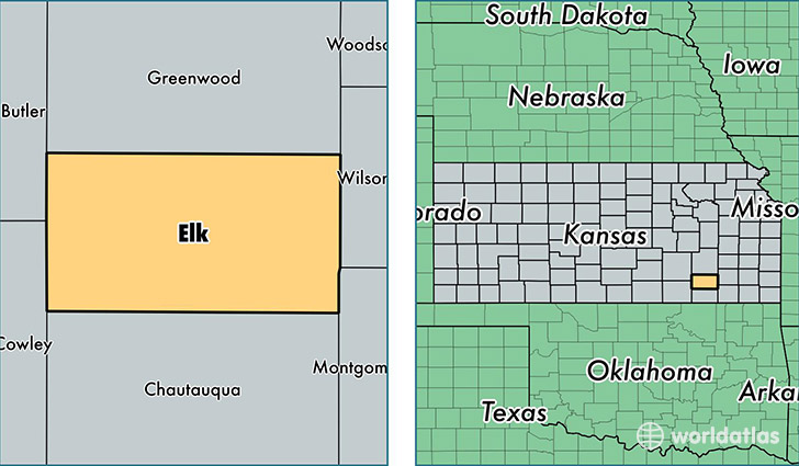 location of Elk county on a map