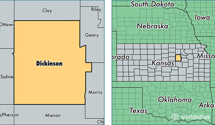 location of Dickinson county on a map