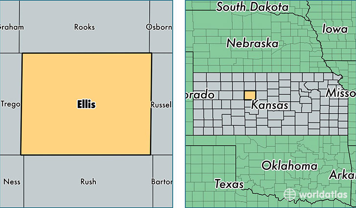 location of Ellis county on a map
