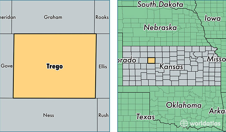location of Trego county on a map