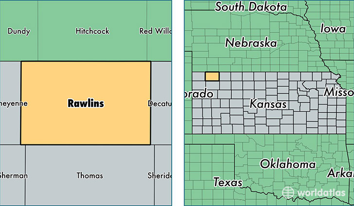 location of Rawlins county on a map