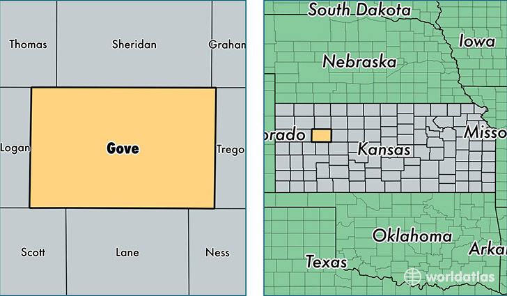location of Gove county on a map