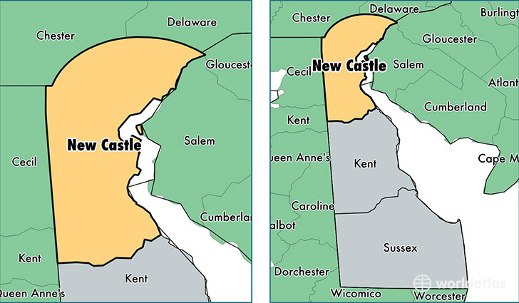 location of New Castle county on a map