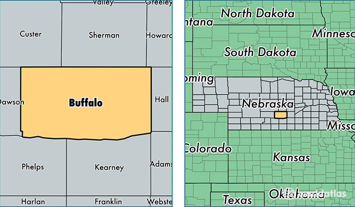 location of Buffalo county on a map