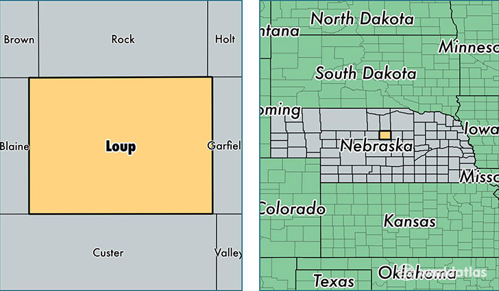 location of Loup county on a map