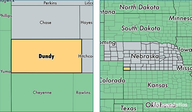 location of Dundy county on a map