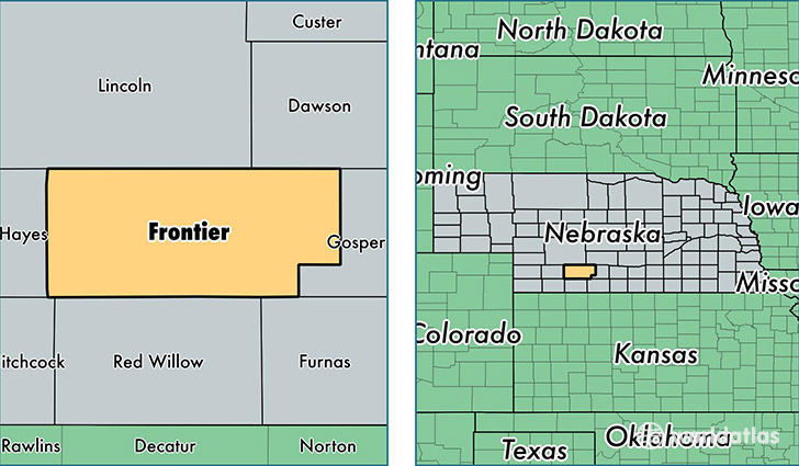 location of Frontier county on a map