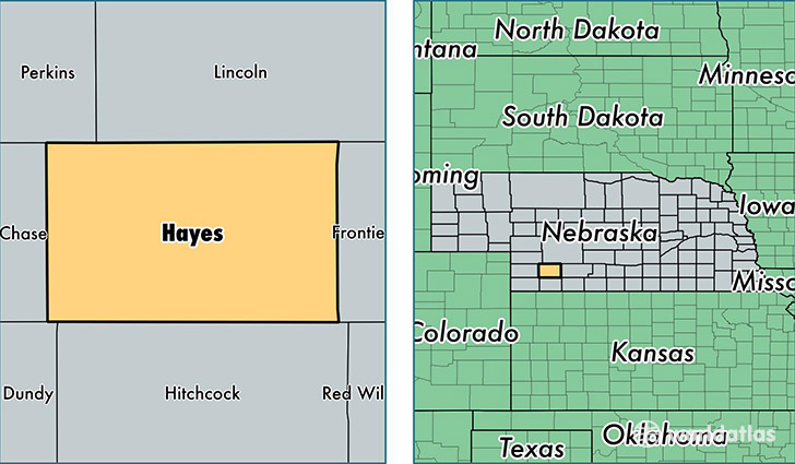 location of Hayes county on a map