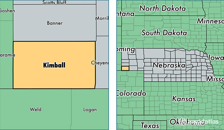 location of Kimball county on a map