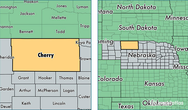 location of Cherry county on a map