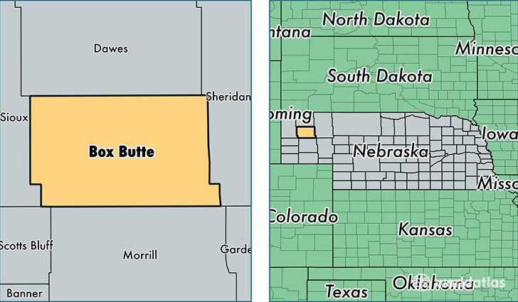 location of Box Butte county on a map