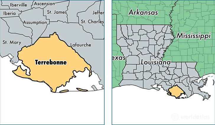 location of Terrebonne county on a map