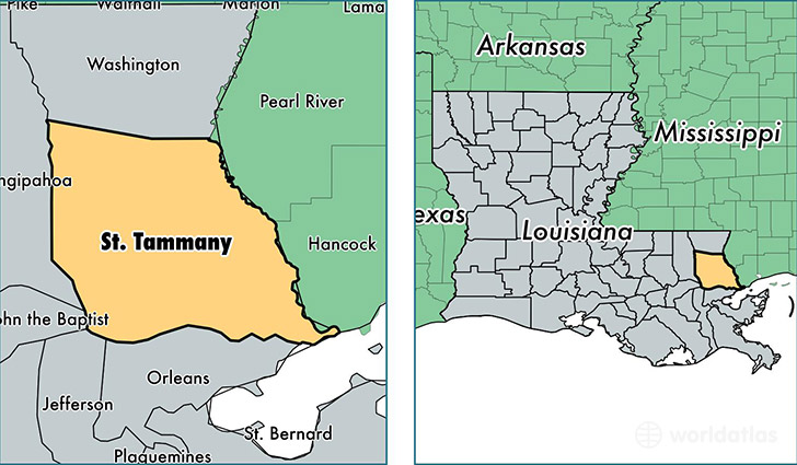 location of Saint Tammany county on a map