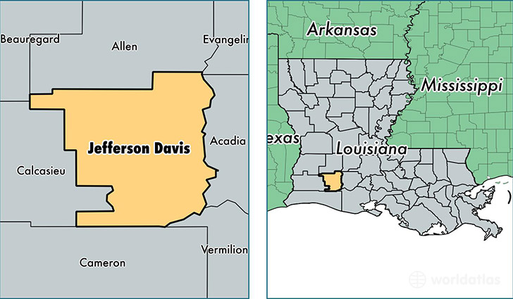 location of Jefferson Davis county on a map