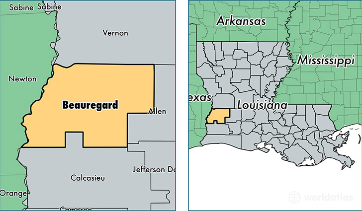 location of Beauregard county on a map