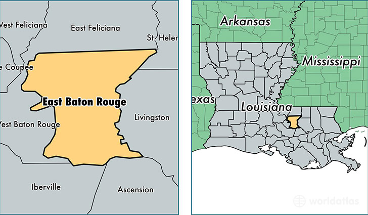 location of East Baton Rouge county on a map