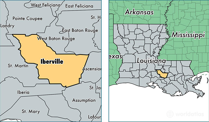 location of Iberville county on a map