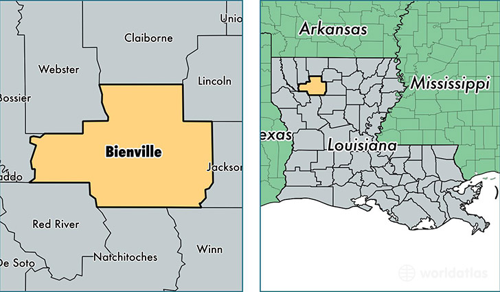 location of Bienville county on a map