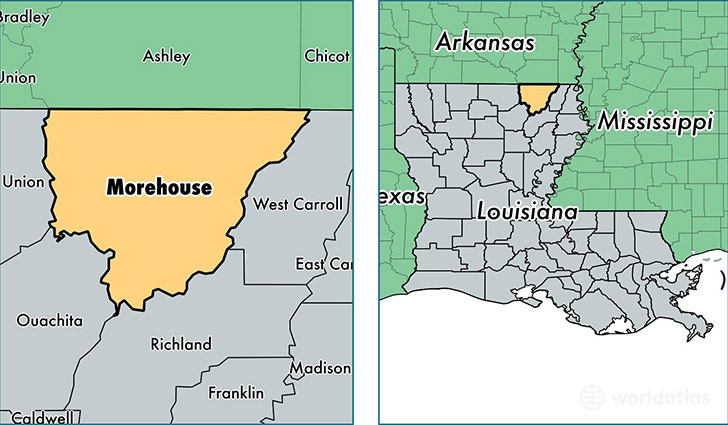 location of Morehouse county on a map