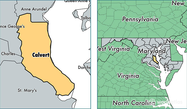 location of Calvert county on a map