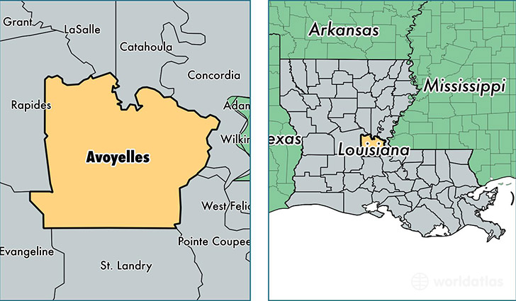 location of Avoyelles county on a map