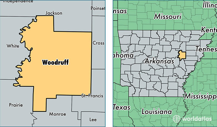 location of Woodruff county on a map