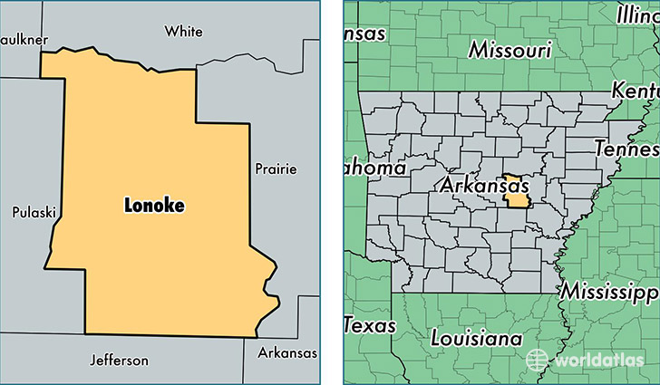 location of Lonoke county on a map