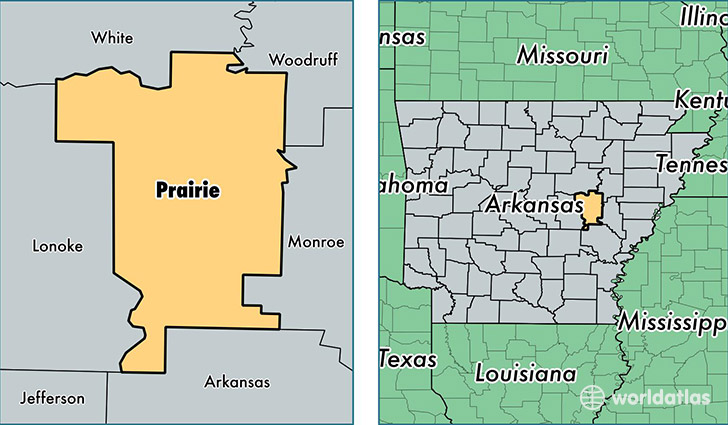 location of Prairie county on a map