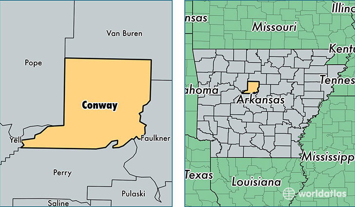location of Conway county on a map