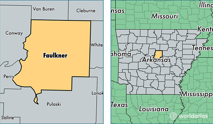 location of Faulkner county on a map
