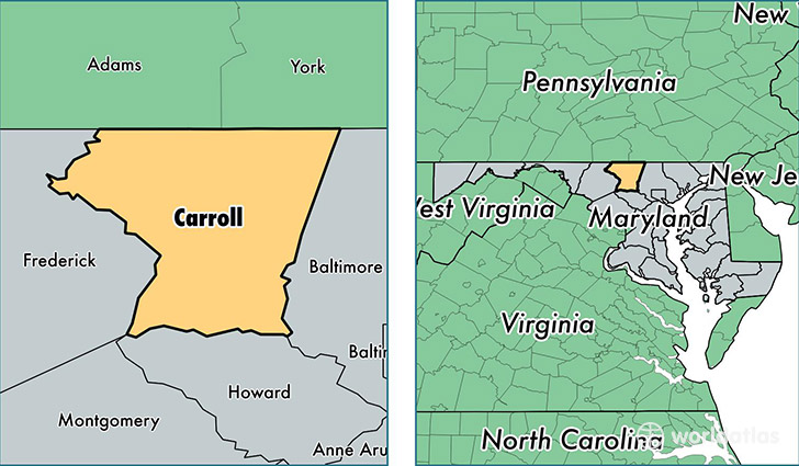 location of Carroll county on a map