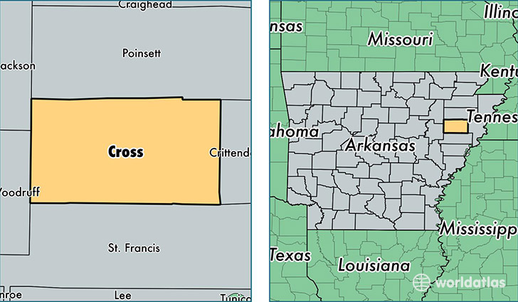 location of Cross county on a map
