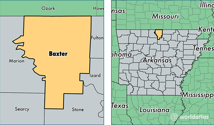location of Baxter county on a map